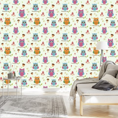 Tapeta Dla Dzieci - Kolorowe Sówki Flizelina 53x1000 TR-169-VER-53
