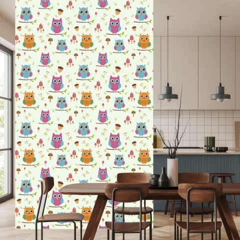 Tapeta Dla Dzieci - Kolorowe Sówki Flizelina 53x1000 TR-169-VER-53