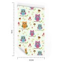 Tapeta Dla Dzieci - Kolorowe Sówki Flizelina 53x1000 TR-169-VER-53