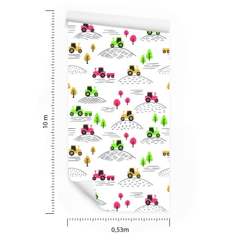 Tapeta Dla Dzieci - Traktorki Flizelina 53x1000 TR-829-VER-53