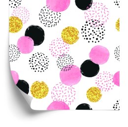Tapeta Czarne, Różowe I Żółte Groszki Flizelina 53x1000 TR-510-VER-53