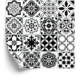 Tapeta Czarno - Biała Śródziemnomorska Mozaika Flizelina 53x1000 TR-53-VER-53