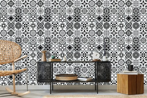 Tapeta Czarno - Biała Śródziemnomorska Mozaika Flizelina 53x1000 TR-53-VER-53