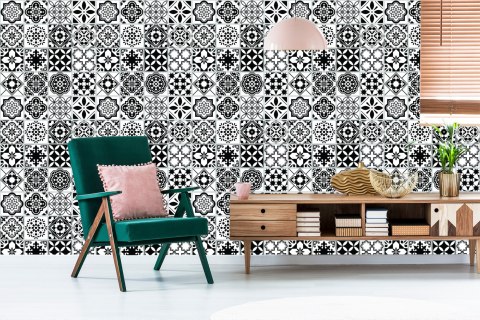 Tapeta Czarno - Biała Śródziemnomorska Mozaika Flizelina 53x1000 TR-53-VER-53