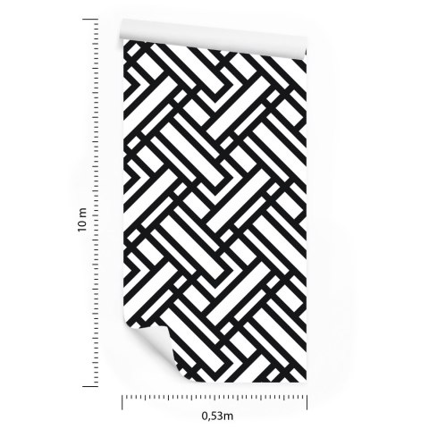 Tapeta Czarno - Białe Wzory Geometryczne Flizelina 53x1000 TR-1320-VER-53