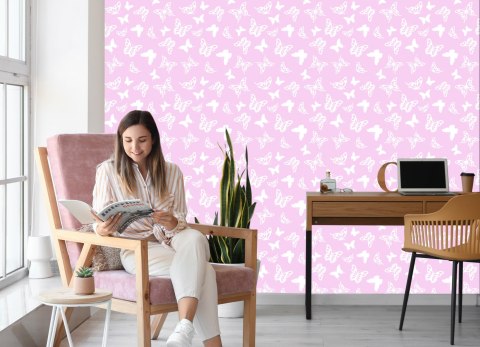 Tapeta Dla Dzieci - Białe Motyle Flizelina 53x1000 TR-588-VER-53