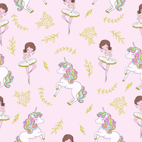 Tapeta Dla Dzieci - Jednorożce I Baletnice Flizelina 53x1000 TR-334-VER-53