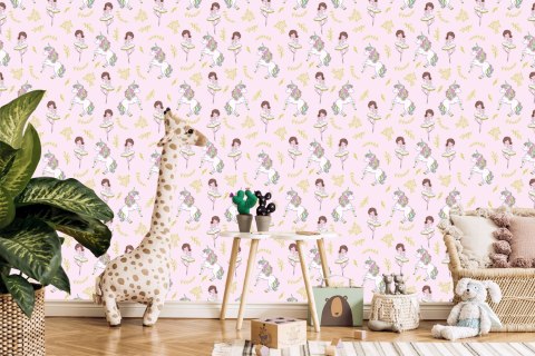 Tapeta Dla Dzieci - Jednorożce I Baletnice Flizelina 53x1000 TR-334-VER-53