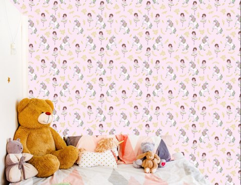 Tapeta Dla Dzieci - Jednorożce I Baletnice Flizelina 53x1000 TR-334-VER-53
