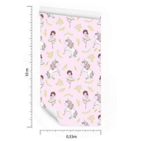 Tapeta Dla Dzieci - Jednorożce I Baletnice Flizelina 53x1000 TR-334-VER-53