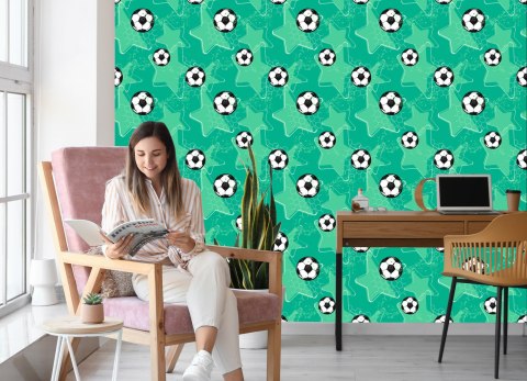 Tapeta Piłki Nożne Na Tle Gwiazdek Flizelina 53x1000 TR-6046-VER-53