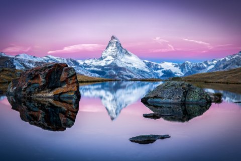 Obraz Na Płótnie Jezioro W Górach Canvas Naturalny 100x70 LB-94-NC100-70