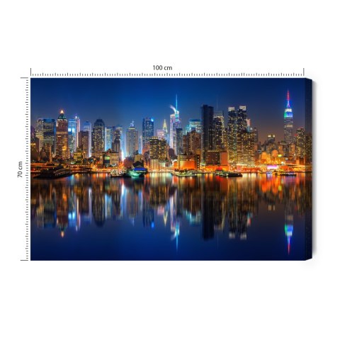 Obraz Na Płótnie Manhattan Nocą Canvas Naturalny 100x70 LB-127-NC100-70