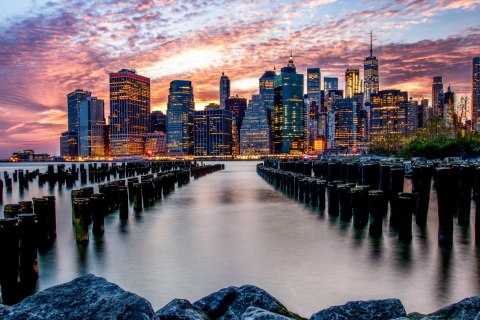 Obraz Na Płótnie Panorama Nowego Jorku Canvas Naturalny 120x80 LB-119-NC120-80