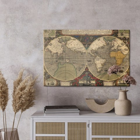 Obraz Na Płótnie Starożytna Mapa Świata Canvas Naturalny 100x70 LB-165-NC100-70