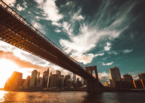 Obraz Na Płótnie Zachód Słońca W Nowym Jorku Canvas Naturalny 120x80 LB-129-NC120-80