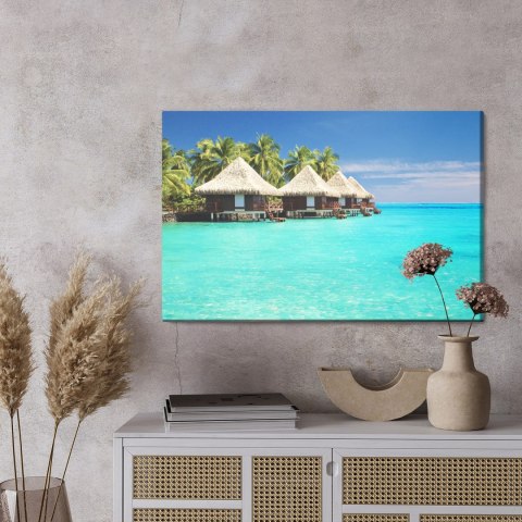 Obraz Na Płótnie Domki Na Brzegu Morza Canvas Naturalny 100x70 LB-449-NC100-70