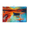 Obraz Na Płótnie Malowane Łódki Na Morzu Canvas 120x80 LB-450-C120-80