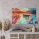 Obraz Na Płótnie Malowane Łódki Na Morzu Canvas Naturalny 100x70 LB-450-NC100-70