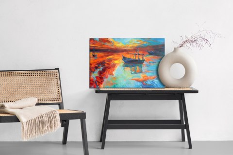 Obraz Na Płótnie Malowane Łódki Na Morzu Canvas Naturalny 100x70 LB-450-NC100-70