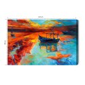 Obraz Na Płótnie Malowane Łódki Na Morzu Canvas Naturalny 120x80 LB-450-NC120-80