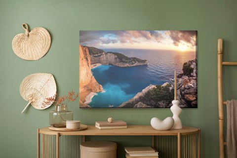 Obraz Na Płótnie Zachód Słońca W Grecji Canvas Naturalny 100x70 LB-462-NC100-70