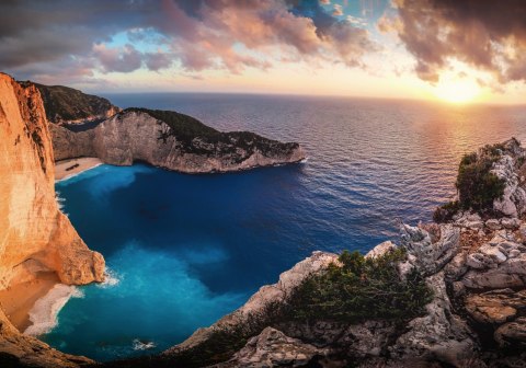 Obraz Na Płótnie Zachód Słońca W Grecji Canvas Naturalny 120x80 LB-462-NC120-80