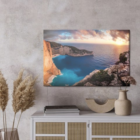Obraz Na Płótnie Zachód Słońca W Grecji Canvas Naturalny 120x80 LB-462-NC120-80