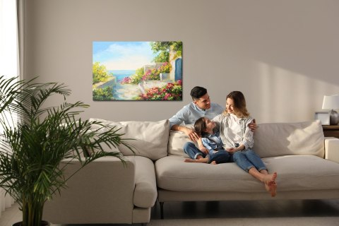 Obraz Na Płótnie Dom Nad Morzem Canvas Naturalny 100x70 LB-526-NC100-70