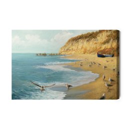 Obraz Na Płótnie Mewy Plaża I Morze Canvas Naturalny 100x70 LB-509-NC100-70