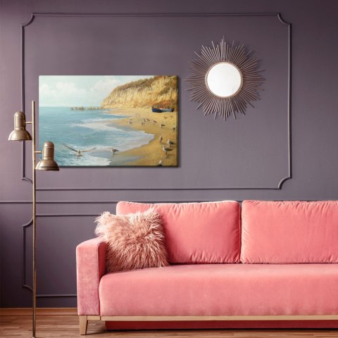 Obraz Na Płótnie Mewy Plaża I Morze Canvas Naturalny 120x80 LB-509-NC120-80