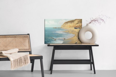 Obraz Na Płótnie Mewy Plaża I Morze Canvas Naturalny 120x80 LB-509-NC120-80