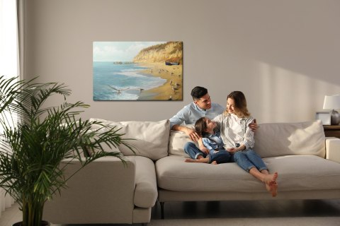 Obraz Na Płótnie Mewy Plaża I Morze Canvas Naturalny 120x80 LB-509-NC120-80