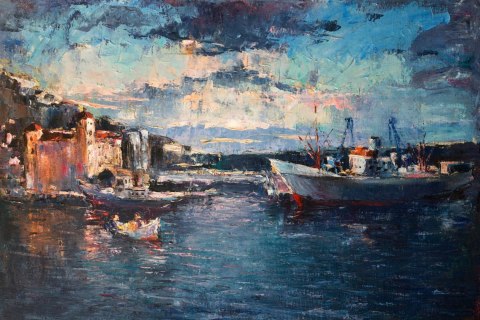Obraz Na Płótnie Miasto Morze I Port Canvas Naturalny 120x80 LB-511-NC120-80