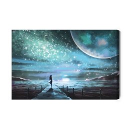 Obraz Na Płótnie Morze I Pomost W Stylu Fantasy Canvas Naturalny 120x80 LB-553-NC120-80