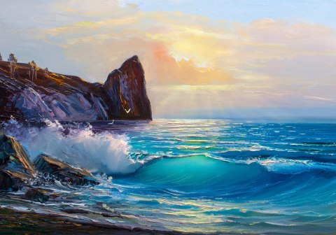 Obraz Na Płótnie Skalne Wybrzeże I Morze Canvas Naturalny 100x70 LB-573-NC100-70