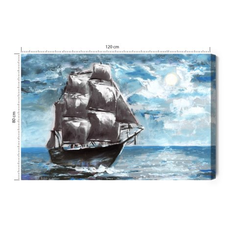 Obraz Na Płótnie Statek Piracki Na Morzu Canvas Naturalny 120x80 LB-535-NC120-80