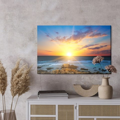 Obraz Na Płótnie Wschód Słońca Nad Brzegiem Morza Canvas Naturalny 120x80 LB-493-NC120-80