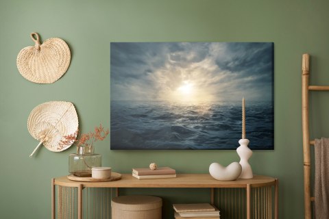 Obraz Na Płótnie Zachód Słońca Na Wzburzonym Morzu Canvas 120x80 LB-499-C120-80