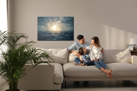 Obraz Na Płótnie Zachód Słońca Na Wzburzonym Morzu Canvas 120x80 LB-499-C120-80