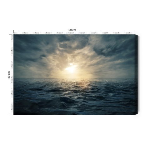 Obraz Na Płótnie Zachód Słońca Na Wzburzonym Morzu Canvas Naturalny 120x80 LB-499-NC120-80