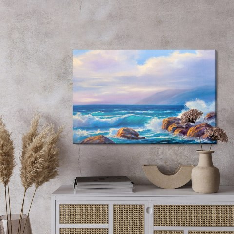 Obraz Na Płótnie Fale I Skały Na Morzu Canvas 120x80 LB-586-C120-80