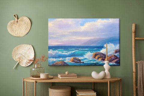 Obraz Na Płótnie Fale I Skały Na Morzu Canvas Naturalny 100x70 LB-586-NC100-70