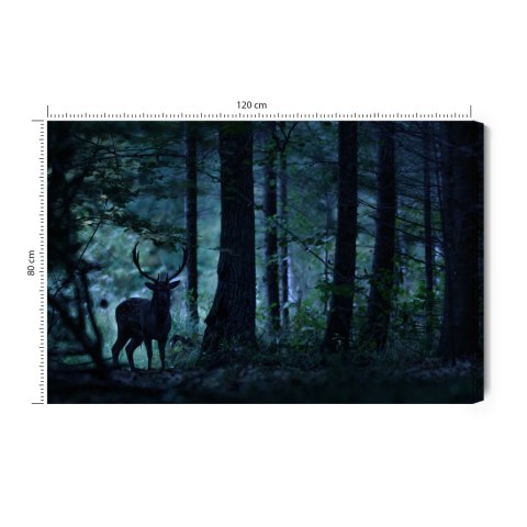 Obraz Na Płótnie Jeleń W Mrocznym Lesie Canvas 120x80 LB-741-C120-80