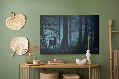 Obraz Na Płótnie Jeleń W Mrocznym Lesie Canvas Naturalny 100x70 LB-741-NC100-70