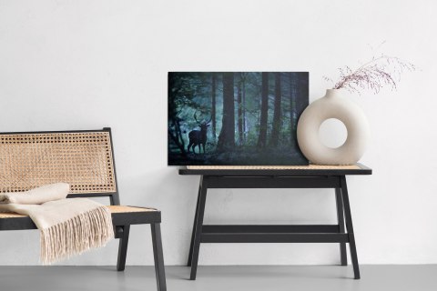 Obraz Na Płótnie Jeleń W Mrocznym Lesie Canvas Naturalny 100x70 LB-741-NC100-70