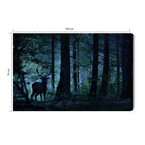 Obraz Na Płótnie Jeleń W Mrocznym Lesie Canvas Naturalny 100x70 LB-741-NC100-70