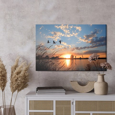 Obraz Na Płótnie Ptaki O Zachodzie Słońca Canvas Naturalny 100x70 LB-842-NC100-70
