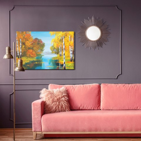 Obraz Na Płótnie Brzozowy Las W Pobliżu Rzeki Canvas Naturalny 100x70 LB-1174-NC100-70