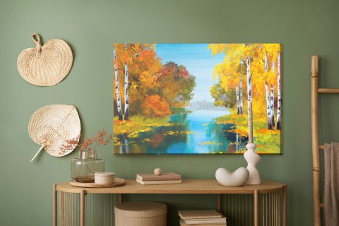 Obraz Na Płótnie Brzozowy Las W Pobliżu Rzeki Canvas Naturalny 100x70 LB-1174-NC100-70